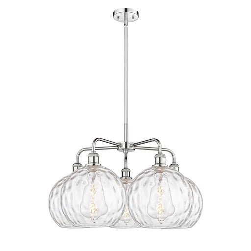 Innovations Athens 28in 5-Light Chandelier | Industrial Polished Chrome and Clear Water Glass | Kitchen Island & Dining Room | Model 516-5CR-PC-G1215-10