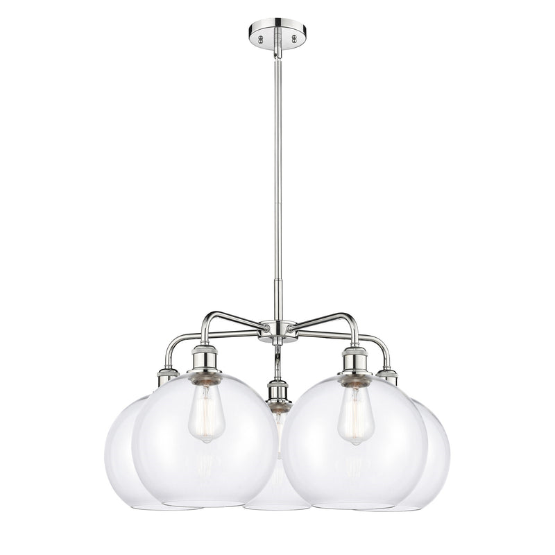 Innovations Athens 28in 5-Light Chandelier | Industrial Polished Chrome and Clear Glass | Dining Room & Living Room | 28 x 28 x | Model 516-5CR-PC-G122-10