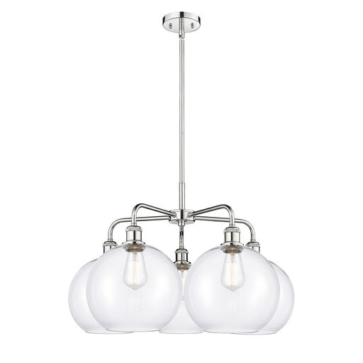 Innovations Athens 28in 5-Light Chandelier | Industrial Polished Chrome and Clear Glass | Dining Room & Living Room | 28 x 28 x | Model 516-5CR-PC-G122-10