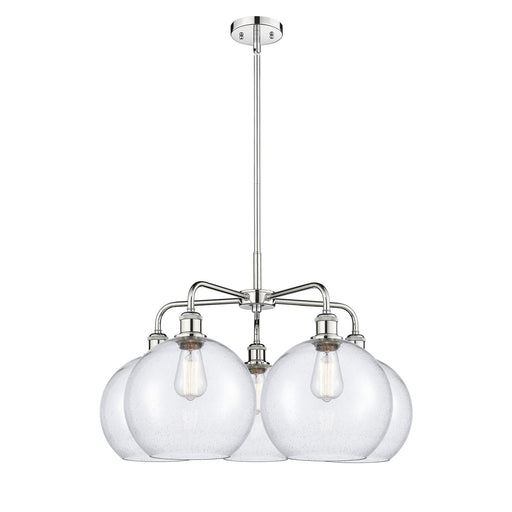 Innovations Athens 28in 5-Light Chandelier | Industrial Polished Chrome Steel and Seedy Glass | Dining Room & Living Room | 28 | Model 516-5CR-PC-G124-10