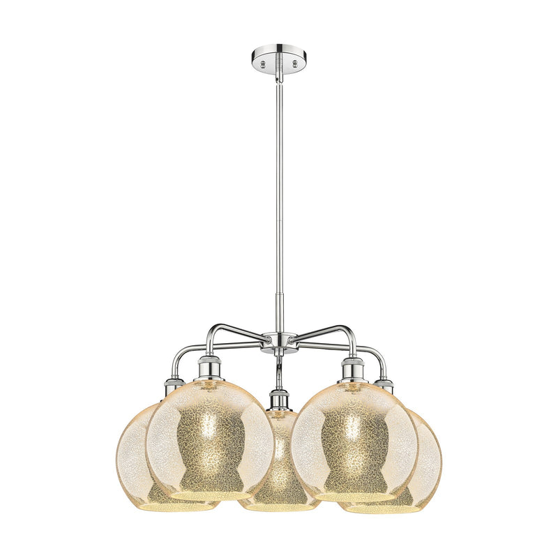 Innovations Athens 28in 5-Light Chandelier | Industrial Polished Chrome and Mercury Glass | Dining Room & Living Room | 28 x 28 | Model 516-5CR-PC-G128-10