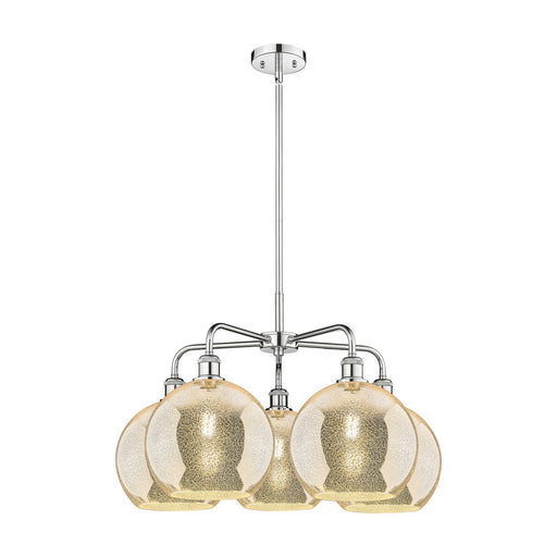 Innovations Athens 28in 5-Light Chandelier | Industrial Polished Chrome and Mercury Glass | Dining Room & Living Room | 28 x 28 | Model 516-5CR-PC-G128-10