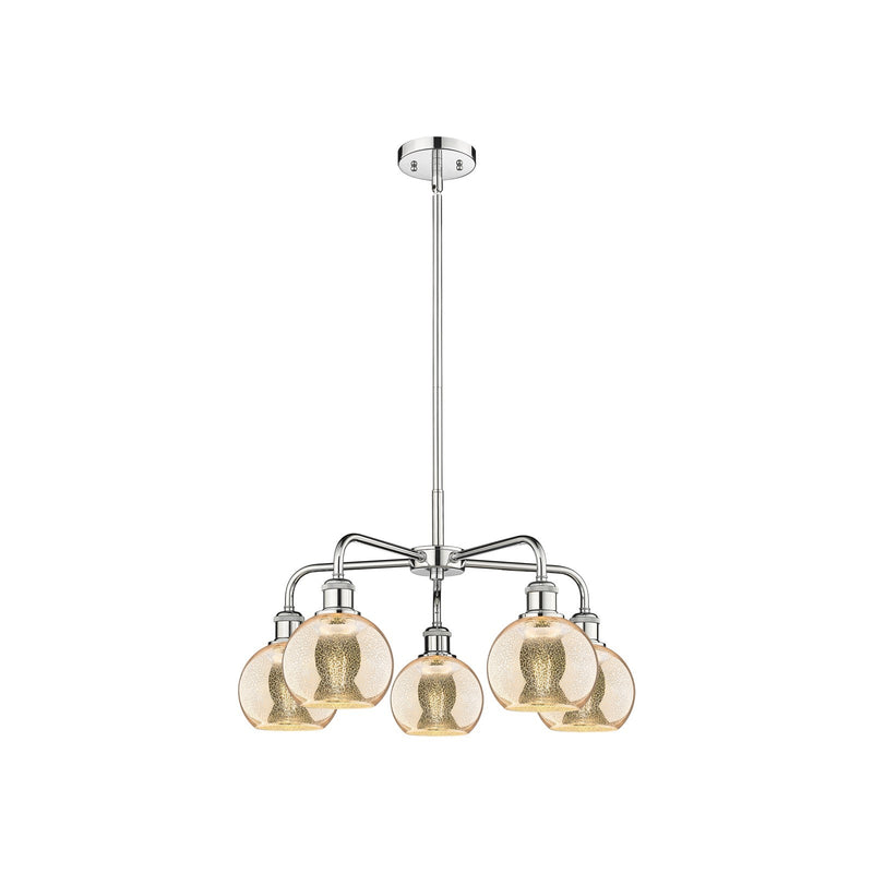 Innovations Athens 24in 5-Light Chandelier | Industrial Polished Chrome and Mercury Glass | Dining Room & Living Room | 23.88 x | Model 516-5CR-PC-G128-6