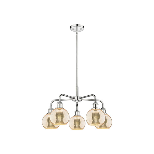Innovations Athens 24in 5-Light Chandelier | Industrial Polished Chrome and Mercury Glass | Dining Room & Living Room | 23.88 x | Model 516-5CR-PC-G128-6