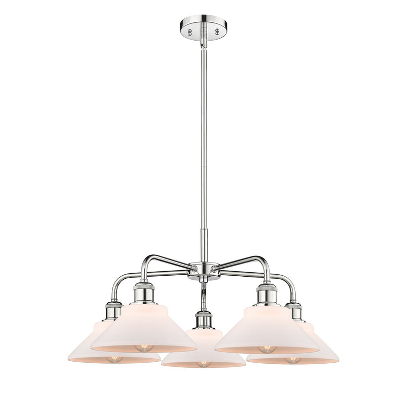 Innovations Orwell 26in 5-Light Chandelier | Industrial Polished Chrome and Matte White Glass | Kitchen Island & Dining Room | Model 516-5CR-PC-G131