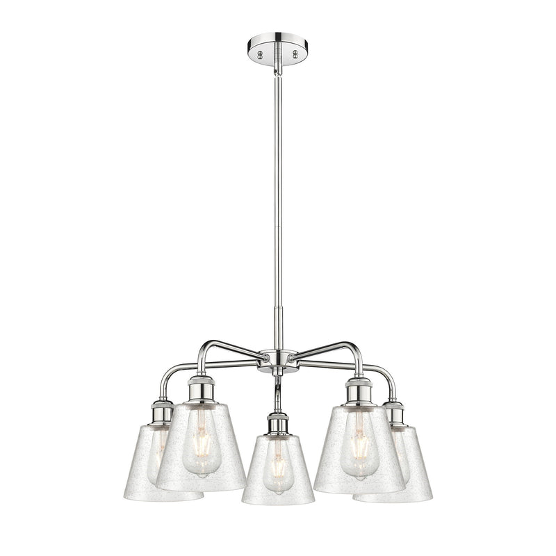 Innovations Caton 24.5in 5-Light Chandelier | Art Nouveau Polished Chrome and Frosted Glass | Dining Room & Living Room | 24.5 x | Model 516-5CR-PC-G454