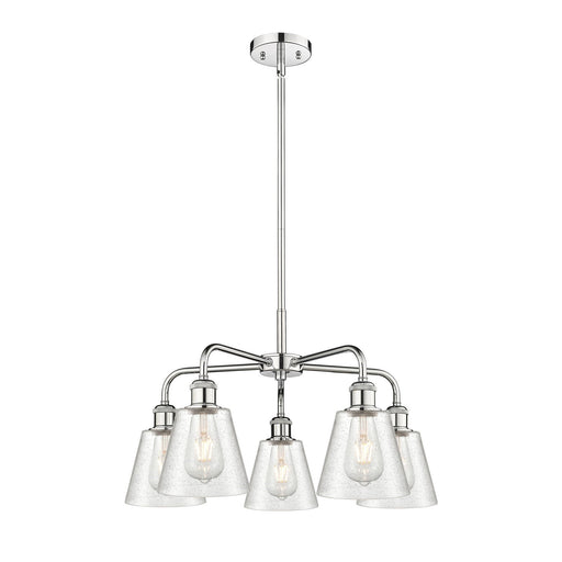 Innovations Caton 24.5in 5-Light Chandelier | Art Nouveau Polished Chrome and Frosted Glass | Dining Room & Living Room | 24.5 x | Model 516-5CR-PC-G454