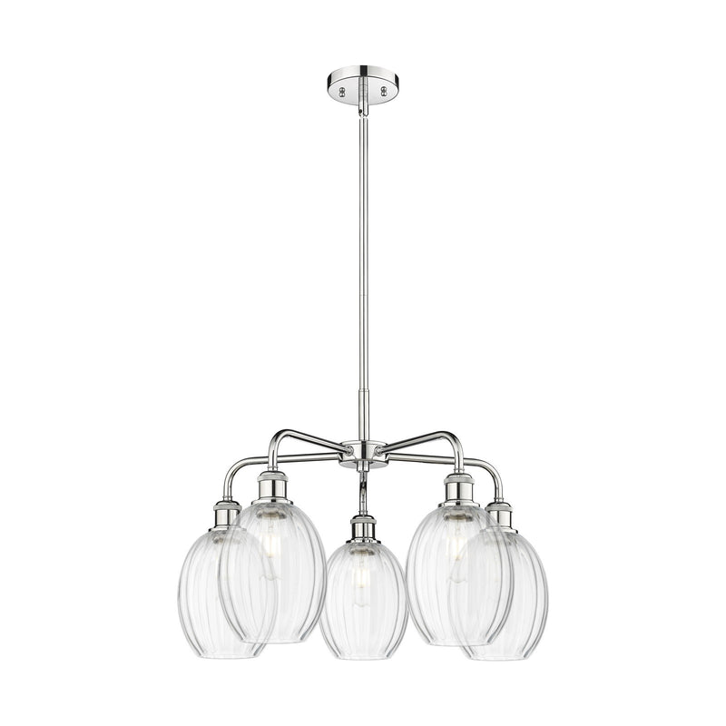 Innovations Preston Bulb 25in 5-Light Chandelier | Industrial Polished Chrome and Clear Glass | Kitchen Island & Dining Room | Model 516-5CR-PC-G459-6CL