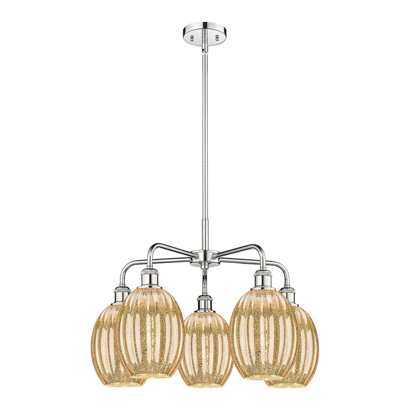 Innovations Preston Bulb 25in 5-Light Chandelier | Industrial Polished Chrome and Mercury Glass | Kitchen Island & Dining Room | Model 516-5CR-PC-G459-6ME