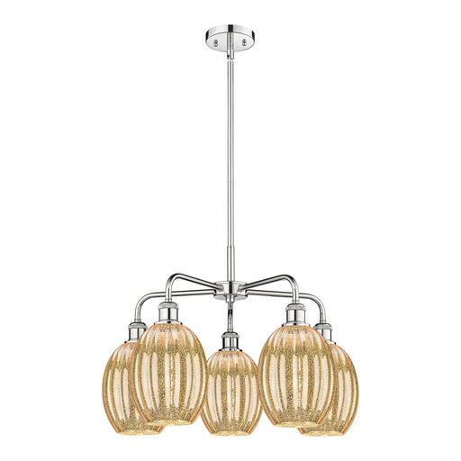 Innovations Preston Bulb 25in 5-Light Chandelier | Industrial Polished Chrome and Mercury Glass | Kitchen Island & Dining Room | Model 516-5CR-PC-G459-6ME