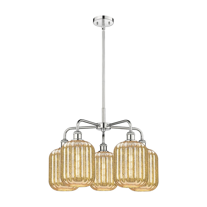 Innovations Preston Cylinder 25in 5-Light Chandelier | Industrial Polished Chrome and Mercury Glass | Dining Room & Living | Model 516-5CR-PC-G460-7ME