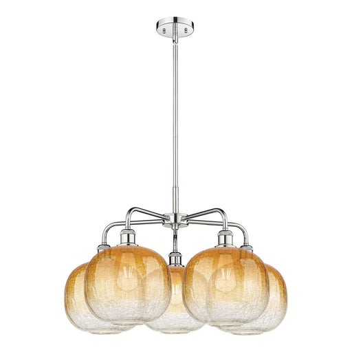 Innovations Brookhaven Sphere 29in 5-Light Chandelier | Industrial Polished Chrome and Amber Glass | Kitchen Island & Dining | Model 516-5CR-PC-G481-10AM