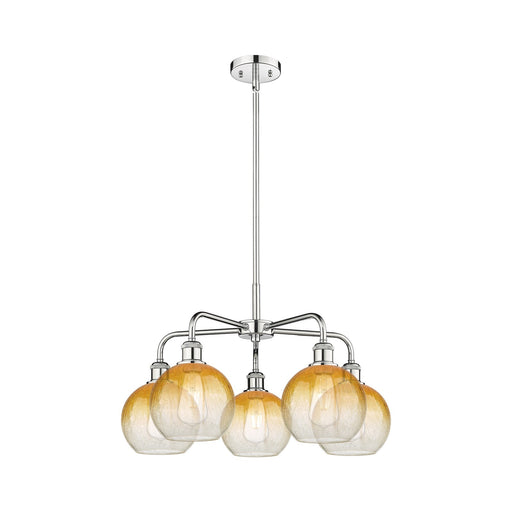 Innovations Brookhaven Globe 26in 5-Light Chandelier | Industrial Polished Chrome and Amber Glass | Kitchen Island & Dining | Model 516-5CR-PC-G483-8AM