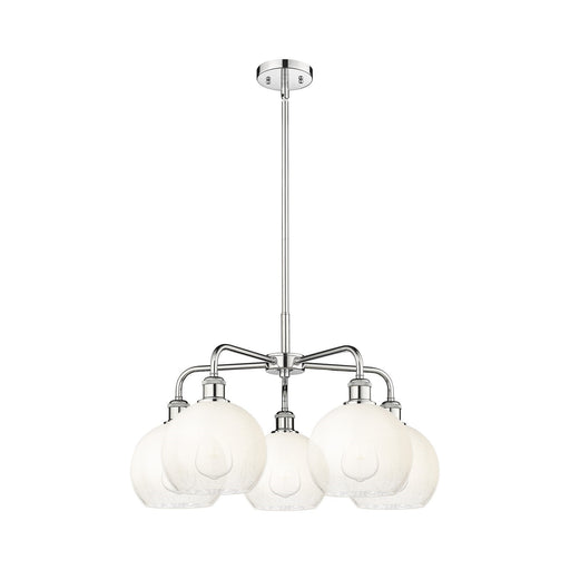 Innovations Brookhaven Globe 26in 5-Light Chandelier | Industrial Modern Polished Chrome and Opal Glass | Kitchen Island & | Model 516-5CR-PC-G483-8OP