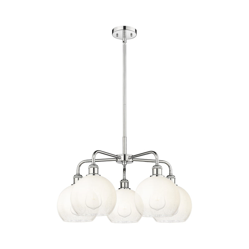 Innovations Brookhaven Globe 26in 5-Light Chandelier | Industrial Modern Polished Chrome and Opal Glass | Kitchen Island & | Model 516-5CR-PC-G483-8OP
