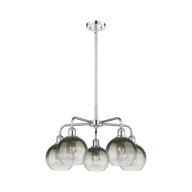 Innovations Brookhaven Globe 26in 5-Light Chandelier | Industrial Polished Chrome and Slate Glass | Dining Room & Living Room | Model 516-5CR-PC-G483-8SL