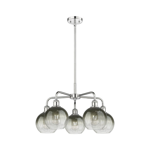 Innovations Brookhaven Globe 26in 5-Light Chandelier | Industrial Polished Chrome and Slate Glass | Dining Room & Living Room | Model 516-5CR-PC-G483-8SL