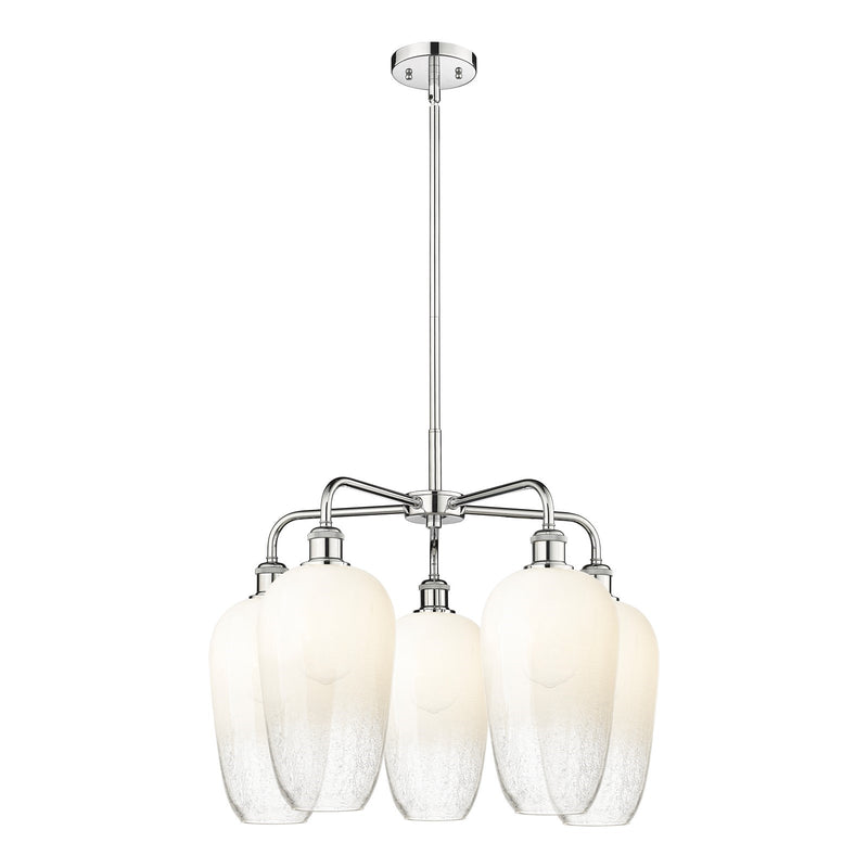 Innovations Brookhaven Flute 26in 5-Light Chandelier | Industrial Polished Chrome and Opal Glass | Dining Room & Living Room | Model 516-5CR-PC-G484-7OP