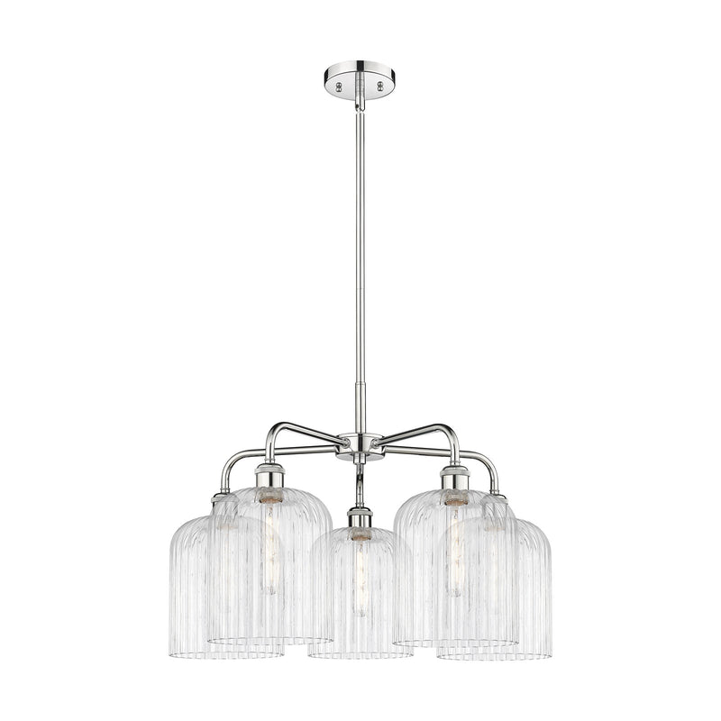 Innovations Bridal Veil 23in 5-Light Chandelier | Art Nouveau Polished Chrome Steel and Clear Ribbed Glass | Dining Room & | Model 516-5CR-PC-G559-8CL