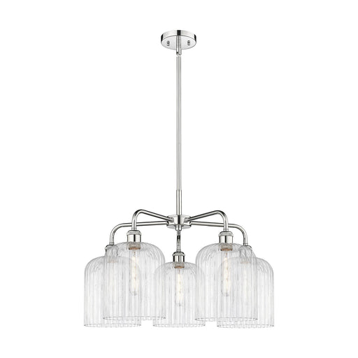 Innovations Bridal Veil 23in 5-Light Chandelier | Art Nouveau Polished Chrome Steel and Clear Ribbed Glass | Dining Room & | Model 516-5CR-PC-G559-8CL