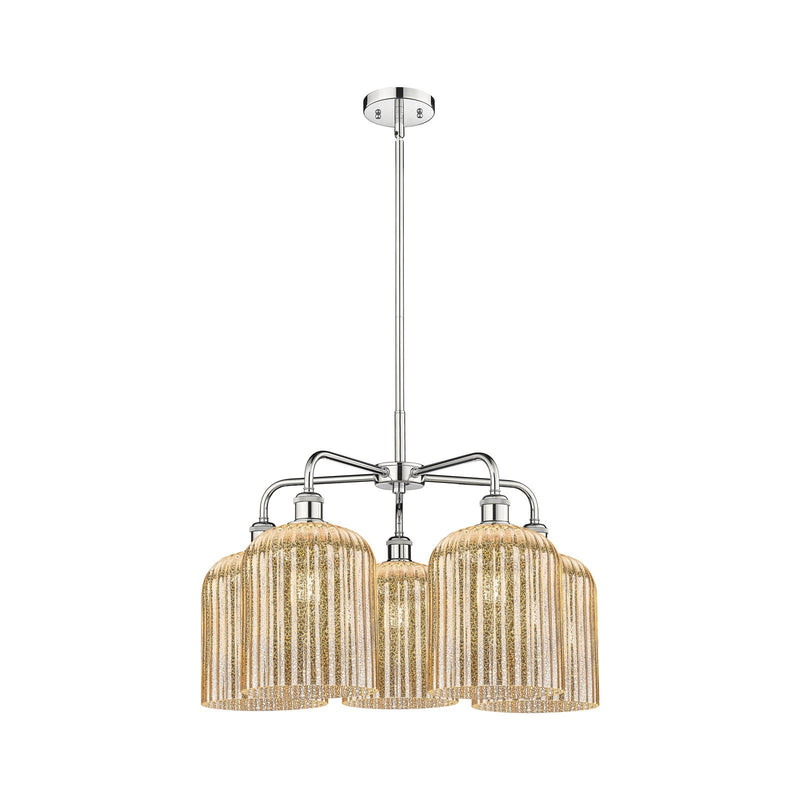 Innovations Bridal Veil 23in 5-Light Chandelier | Art Nouveau Polished Chrome and Mercury Ribbed Glass | Dining Room & Living | Model 516-5CR-PC-G559-8ME