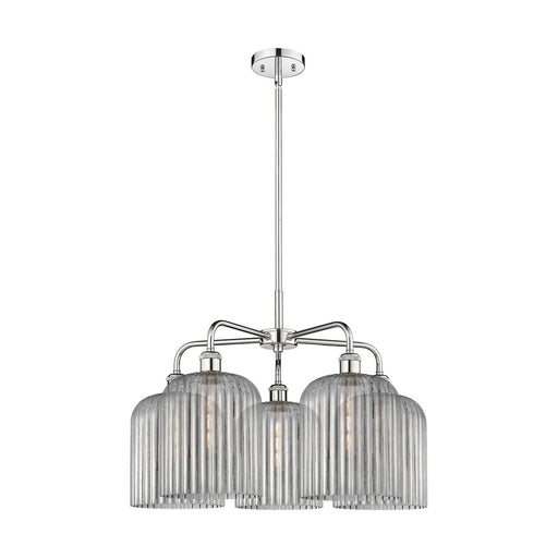 Innovations Bridal Veil 23in 5-Light Chandelier | Art Nouveau Polished Chrome and Light Smoke Ribbed Glass | Dining Room & | Model 516-5CR-PC-G559-8SM