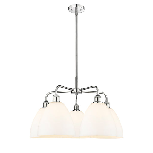 Innovations Bristol 27in 5-Light Chandelier | Industrial Polished Chrome Steel and Matte White Glass | Kitchen Island & Dining | Model 516-5CR-PC-GBD-91