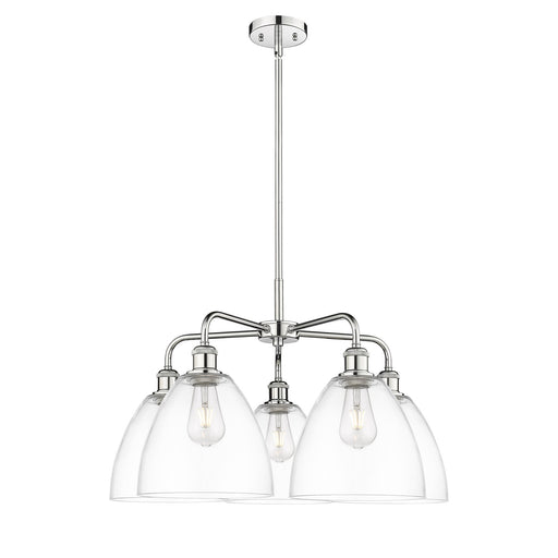 Innovations Bristol 27in 5-Light Chandelier | Industrial Polished Chrome Steel and Clear Glass | Dining Room & Kitchen Island | Model 516-5CR-PC-GBD-92