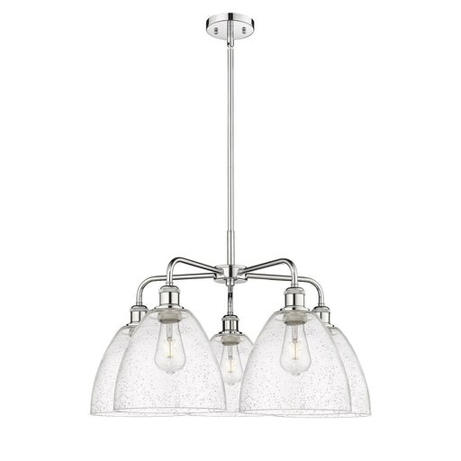 Innovations Bristol 27in 5-Light Chandelier | Industrial Polished Chrome and Seedy Glass | Dining Room & Living Room | 27 x 27 x | Model 516-5CR-PC-GBD-94