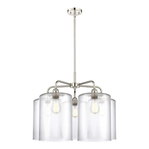 Innovations Cobbleskill 28in 5-Light Chandelier | Industrial Polished Nickel Steel and Clear Glass | Dining Room & Living Room | Model 516-5CR-PN-G112-L