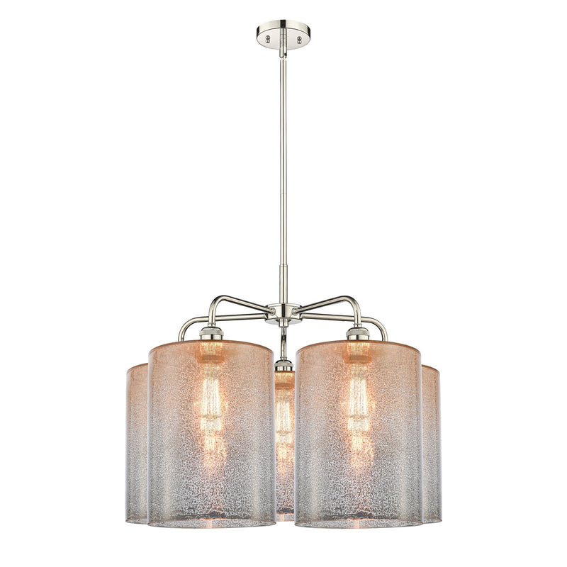 Innovations Cobbleskill 28in 5-Light Chandelier | Industrial Polished Nickel and Mercury Glass | Dining Room & Living Room | Model 516-5CR-PN-G116-L