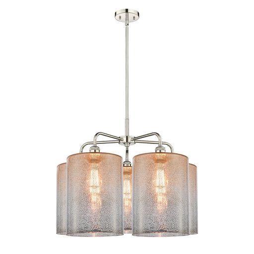 Innovations Cobbleskill 28in 5-Light Chandelier | Industrial Polished Nickel and Mercury Glass | Dining Room & Living Room | Model 516-5CR-PN-G116-L
