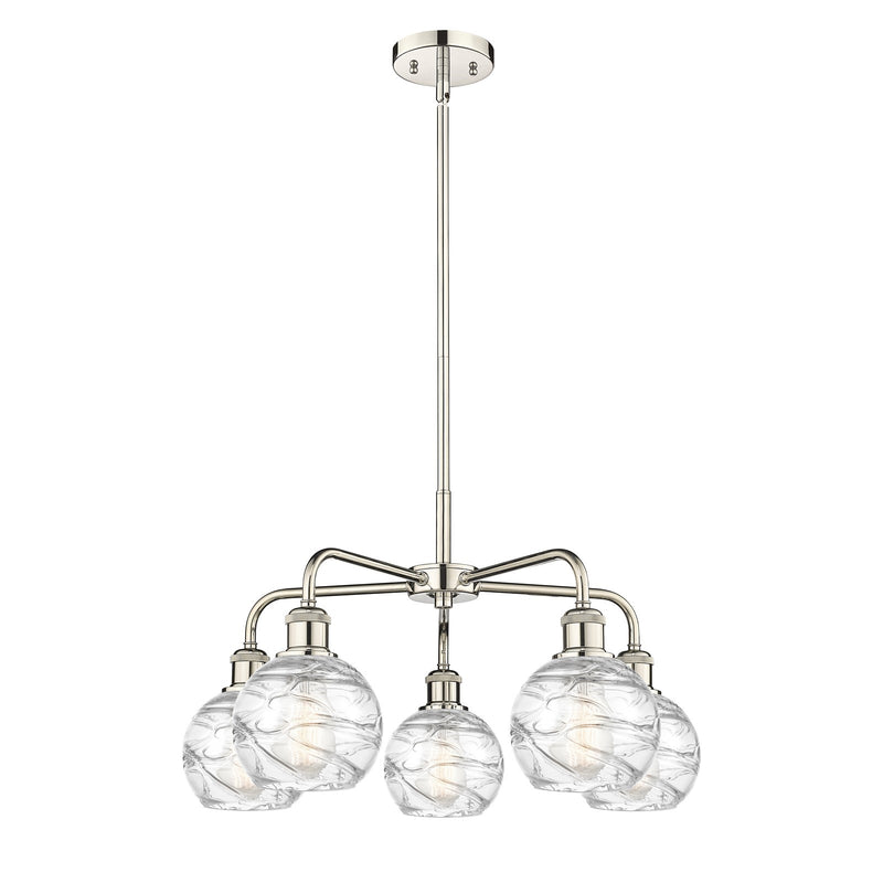 Innovations Athens Deco Swirl 24in 5-Light Chandelier | Industrial Polished Nickel and Clear Glass | Dining Room & Living | Model 516-5CR-PN-G1213-6CL