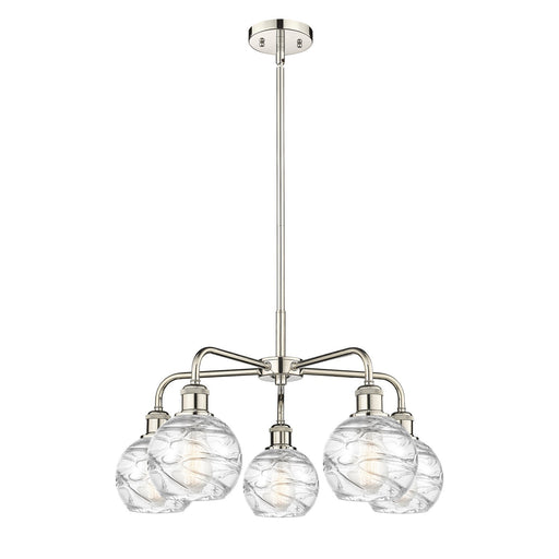Innovations Athens Deco Swirl 24in 5-Light Chandelier | Industrial Polished Nickel and Clear Glass | Dining Room & Living | Model 516-5CR-PN-G1213-6CL