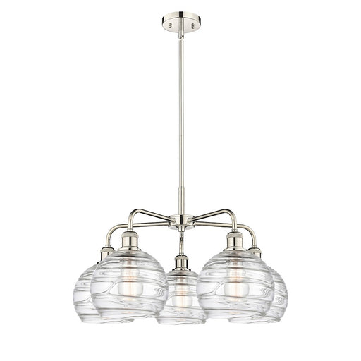 Innovations Athens Swirl 26in 5-Light Chandelier | Industrial Polished Nickel Steel and Clear Deco Swirl Glass | Dining Room & | Model 516-5CR-PN-G1213-8