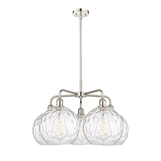 Innovations Athens Water Glass 28in 5-Light Chandelier | Industrial Polished Nickel and Clear Water Glass | Dining Room & | Model 516-5CR-PN-G1215-10