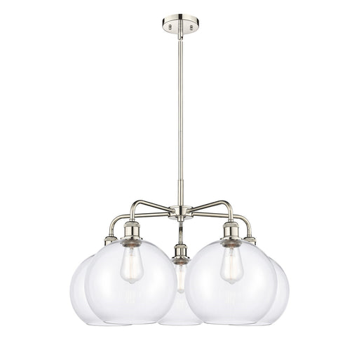 Innovations Athens 28in 5-Light Chandelier | Industrial Polished Nickel and Clear Glass | Dining Room & Living Room | 28 x 28 x | Model 516-5CR-PN-G122-10
