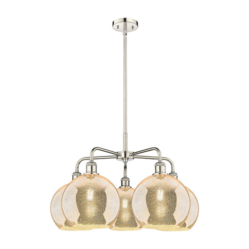 Innovations Athens 28in 5-Light Chandelier | Industrial Polished Nickel and Mercury Glass | Dining Room & Living Room | 28 x 28 | Model 516-5CR-PN-G128-10