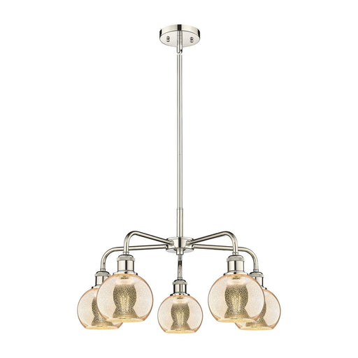 Innovations Athens 24in 5-Light Chandelier | Industrial Polished Nickel and Mercury Glass | Dining Room & Living Room | 23.88 x | Model 516-5CR-PN-G128-6