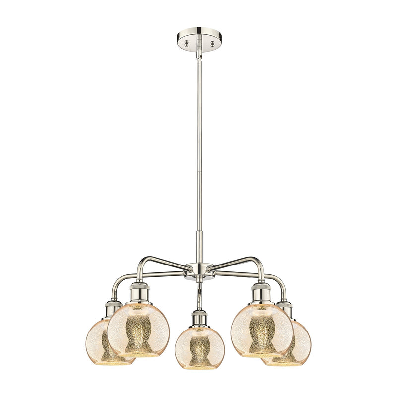 Innovations Athens 24in 5-Light Chandelier | Industrial Polished Nickel and Mercury Glass | Dining Room & Living Room | 23.88 x | Model 516-5CR-PN-G128-6