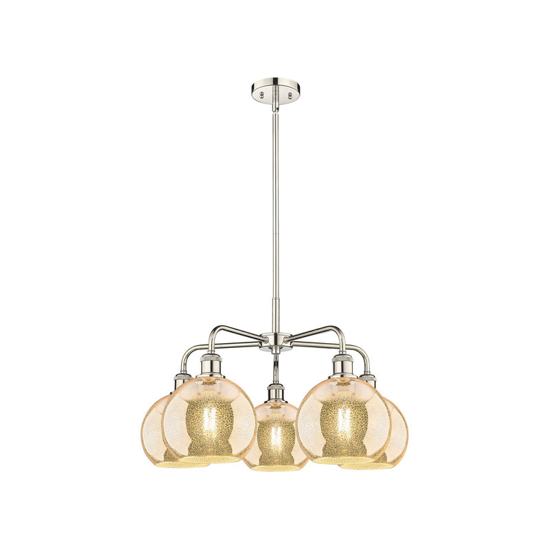Innovations Athens 26in 5-Light Chandelier | Industrial Polished Nickel and Mercury Glass | Dining Room & Living Room | 26 x 26 | Model 516-5CR-PN-G128-8