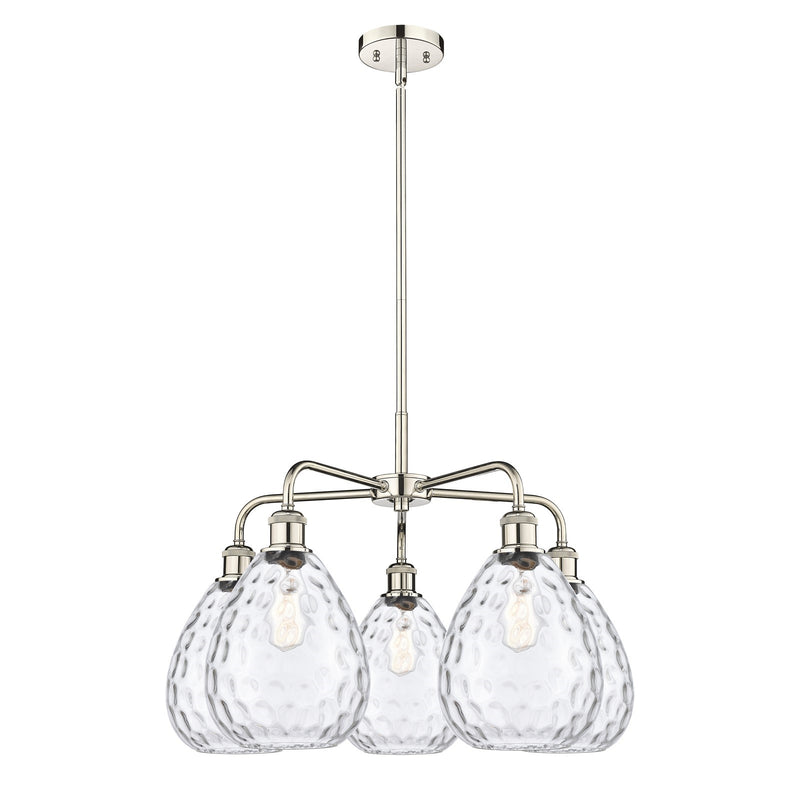 Innovations Waverly 26in 5-Light Chandelier | Industrial Polished Nickel and Clear Glass | Dining Room & Living Room | 26 x 26 x | Model 516-5CR-PN-G372