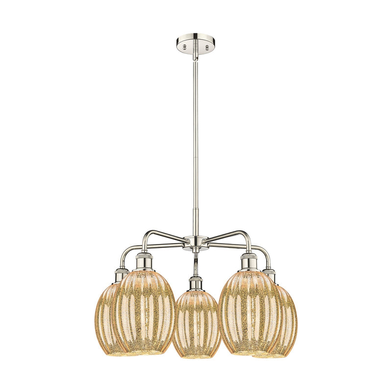 Innovations Preston Bulb 25in 5-Light Chandelier | Industrial Polished Nickel Steel and Mercury Glass | Dining Room & Living | Model 516-5CR-PN-G459-6ME