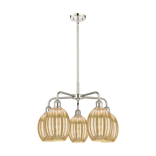 Innovations Preston Bulb 25in 5-Light Chandelier | Industrial Polished Nickel Steel and Mercury Glass | Dining Room & Living | Model 516-5CR-PN-G459-6ME