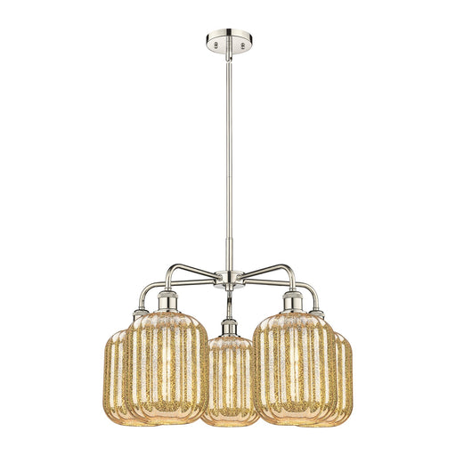 Innovations Preston Cylinder 25in 5-Light Chandelier | Industrial Polished Nickel and Mercury Glass | Dining Room & Living | Model 516-5CR-PN-G460-7ME
