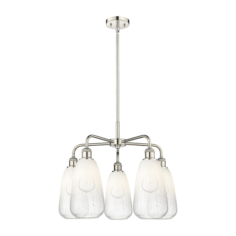 Innovations Brookhaven Almond 25in 5-Light Chandelier | Industrial Polished Nickel and Opal Glass | Dining Room & Living Room | Model 516-5CR-PN-G480-6OP