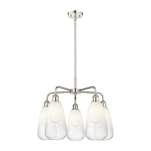 Innovations Brookhaven Almond 25in 5-Light Chandelier | Industrial Polished Nickel and Opal Glass | Dining Room & Living Room | Model 516-5CR-PN-G480-6OP