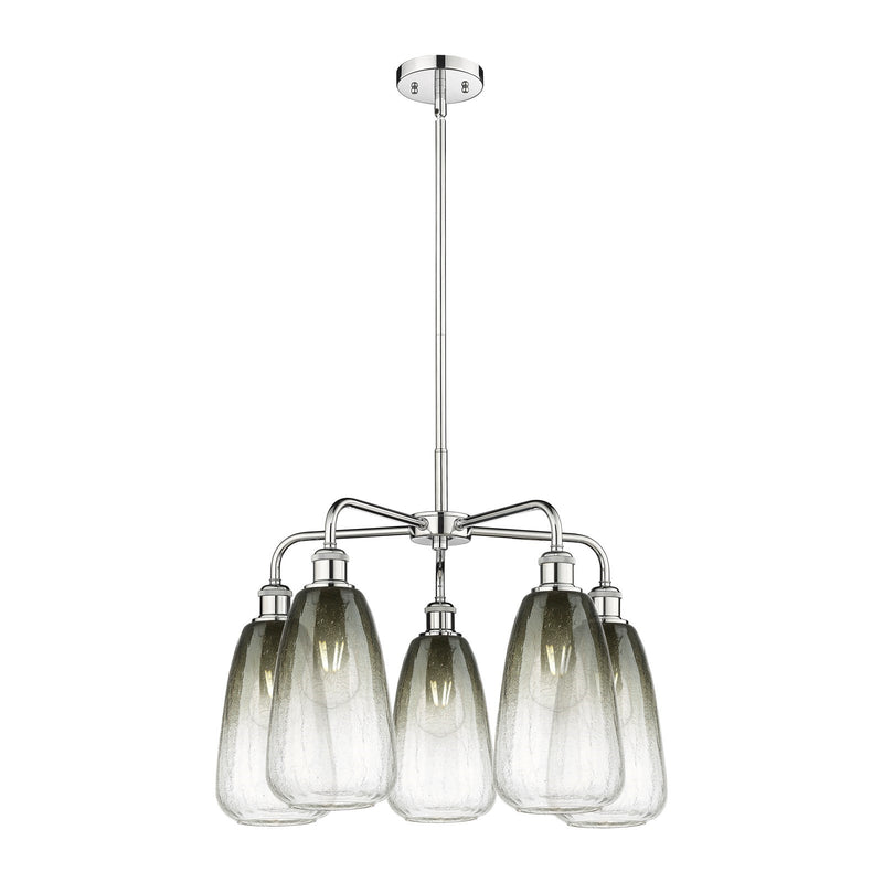 Innovations Brookhaven Almond 25in 5-Light Chandelier | Industrial Polished Nickel and Slate Glass | Dining Room & Living Room | Model 516-5CR-PN-G480-6SL