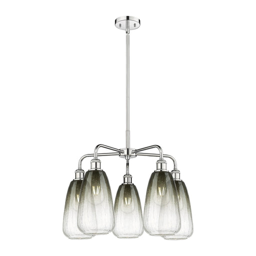 Innovations Brookhaven Almond 25in 5-Light Chandelier | Industrial Polished Nickel and Slate Glass | Dining Room & Living Room | Model 516-5CR-PN-G480-6SL