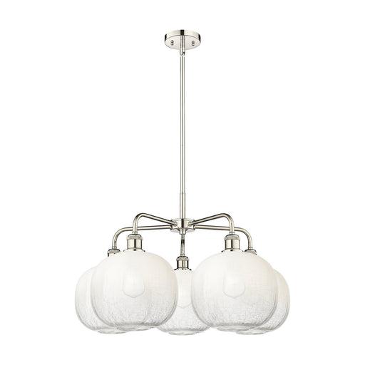 Innovations Brookhaven Sphere 29in 5-Light Chandelier | Industrial Polished Nickel and Opal Glass | Dining Room & Living Room | Model 516-5CR-PN-G481-10OP
